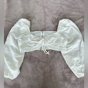White crop top with long sleeves